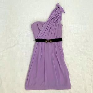 BCBG MaxAzria Lilac One Shoulder Dress w/belt